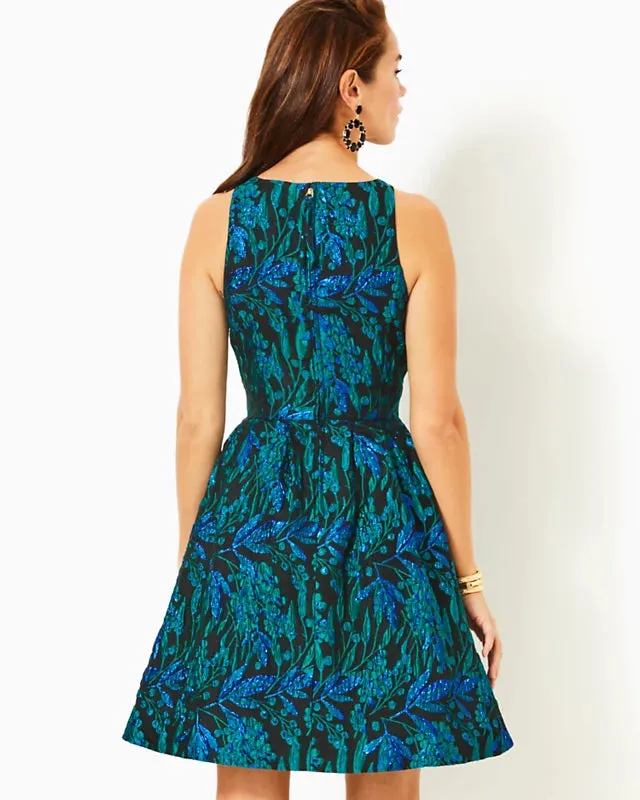 Jollian Brocade Dress,  Deep Lagoon Berry Wild Metallic Brocade
