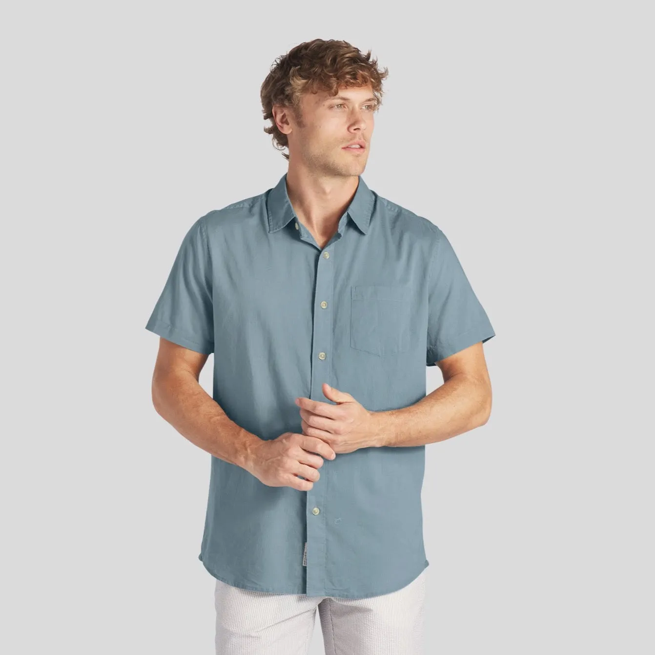 Portofino Featherweight Poplin Short Sleeve Shirt - Trooper