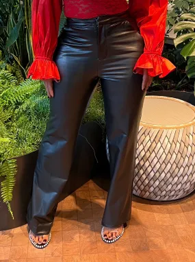 SLEEK FAUX LEATHER TROUSERS (ONYX)