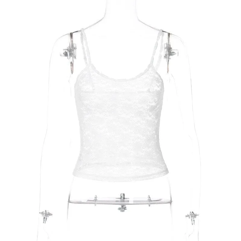 White Lace Stylish Sheer Tank Top